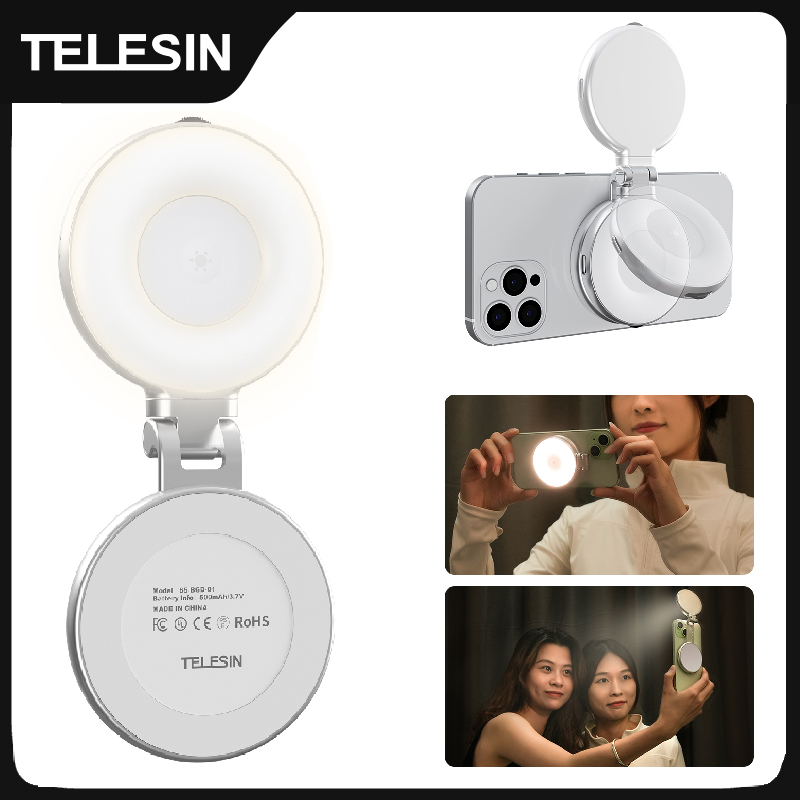Webcam Ring Light - TELESIN Smartphone Magnetic Fill Light Mini
